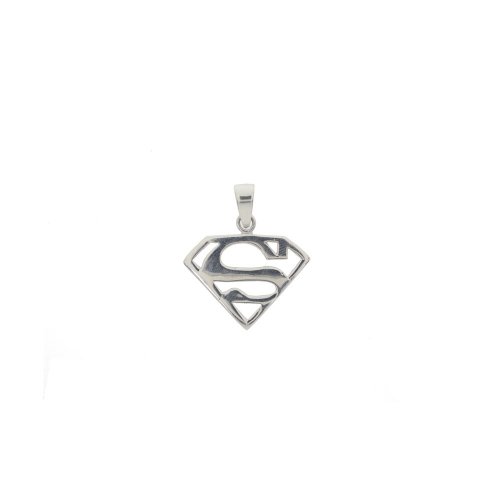 Sterling Silver Plain Superman Pendant (P-1384)