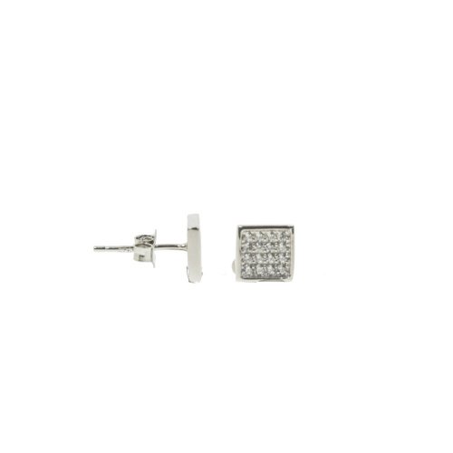 Sterling Silver Square Micro-Pave Studs (ST-1291)