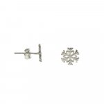 Sterling Silver Rhodium Plated Plain Snowflake Studs 8mm (ST-1295)
