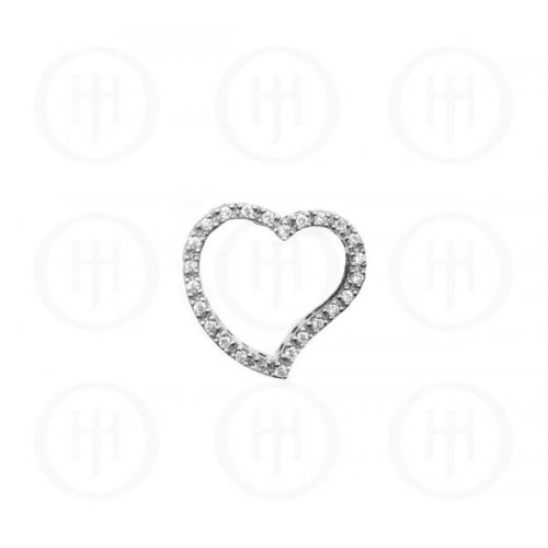 Silver Cubic Zirconia Heart Pendant (P-1121)