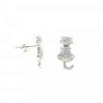 Sterling Silver CZ Pussy Cat Studs (ST-1302)