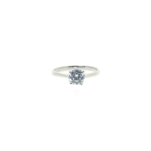 Sterling Silver CZ Classic Tulip Setting 4-Prong Solitaire Ring (R-1290)