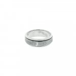 Sterling Silver Mens Cross Hatched Spinning Ring (R-1406)