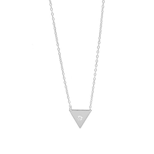 Sterling Silver Upside down Triangle with CZ (N-1274)
