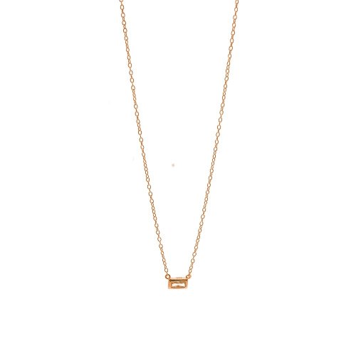 Rectangle CZ Halo Necklace (N-1276)