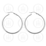 Plain Silver Tube Hoop Earrings 40mm (HP-250-40)