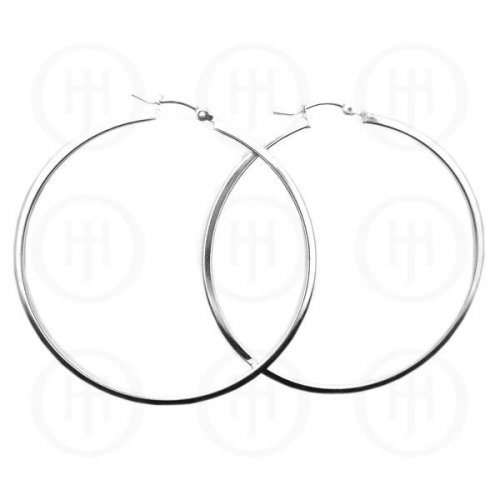 Plain Silver Tube Hoop Earrings 45mm (HP-250-45)