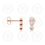 Silver Studs with 3 CZ Studs in Straight Line (ST-1187)