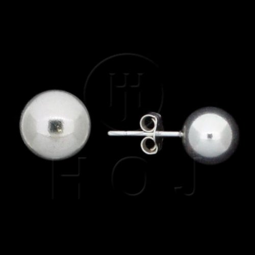 Silver Ball Stud Earrings ~10mm (ST-1003-10)