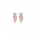Rose Gold and Rose Quartz Tear Drop Earrings (ER-1283)