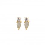 Rose Gold and Rose Quartz Tear Drop Earrings (ER-1283)