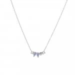 Rhodium Plated Moonstone Necklace (N-1295-MS)