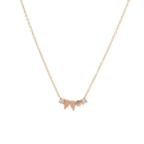 Rose Gold Plated Rose Quart Necklace (N-1295-RQ)