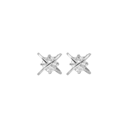 Sterling Silver CZ Caged X Studs (ST-1268)