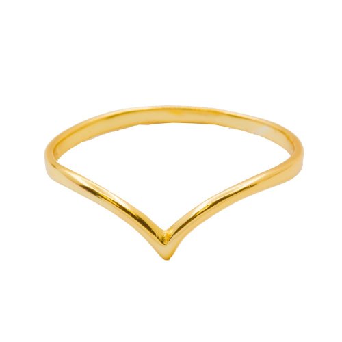Silver Plain Curve Pointy Gold plated Ring (R-1205-G)