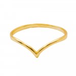 Silver Plain Curve Pointy Gold plated Ring (R-1205-G)
