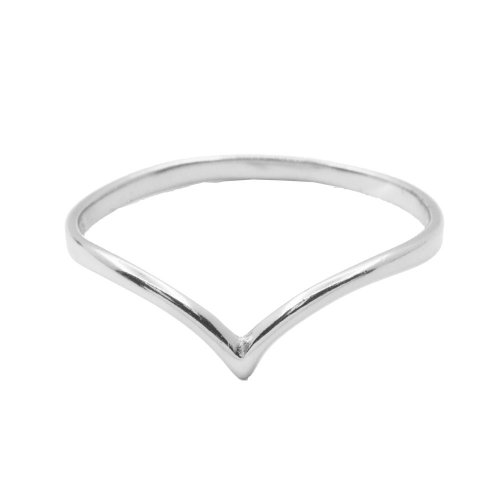 Silver Plain Curve Pointy  Ring (R-1205)