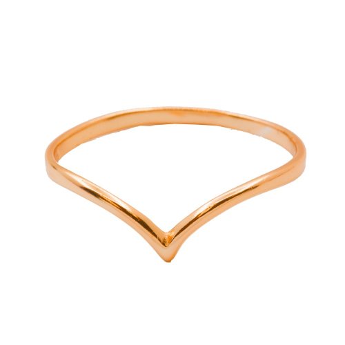 Silver Plain Curve Rose Gold Plated Pointy Ring (R-1205-R)