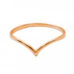 Silver Plain Curve Rose Gold Plated Pointy Ring (R-1205-R)