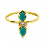 Double Tear Drop Turquoise Ring (R-1419-T)