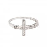 Sterling Silver Cross Ring Rhodium Plated (R-1178)