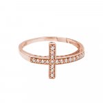 Sterling Silver Cross Ring Rose Gold Plated (R-1178-R)