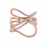 Abstract Rosegold Plated Wavy CZ Ring (R-1396-R)
