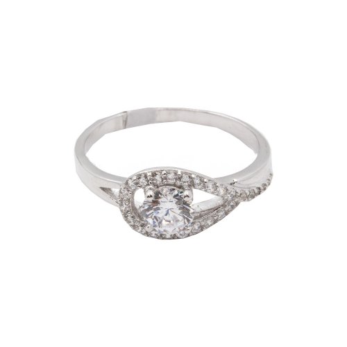 Ring with CZ Teardrop and CZ Inside (R-1417)