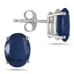 Silver Oval CZ Stud Birthstone Earrings (ST-1339-SEP)