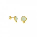 Silver Gold Plated Aqua Chalcedony and Peridot Stone Studs (ST-1191)
