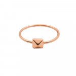 Silver Plain Rose Gold Plated Pyramid Ring (R-1208-R)