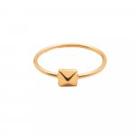 Silver Plain Gold Plated Pyramid Ring (R-1208-G)
