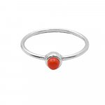 Silver Stone Plain Coral Ring (R-1347)