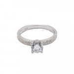 Sterling Silver CZ Ring with CZ on Sides (R-1398)