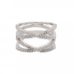 Silver Double Criss Cross CZ Ring (R-1210)