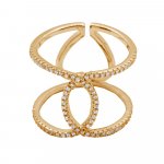 Silver Gold PlatedTwisted Interlock CZ Ring (R-1214-G)