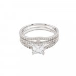 Sterling Silver CZ Classic Princess Cut Split Shank Engagement Ring (R-1387)