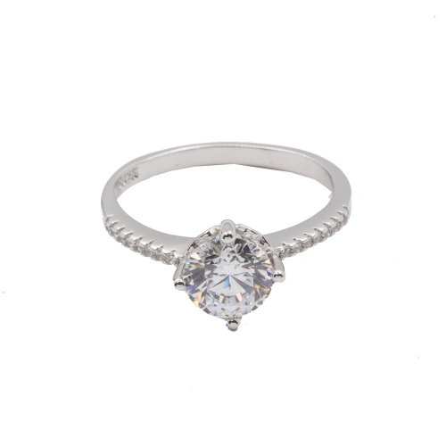 Sterling Silver CZ round ring (R-1512)