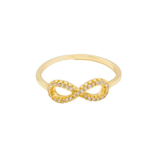 Sterling Silver CZ Infinity Ring Silver Yellow Gold Plated (R-1177-G)