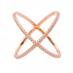 Silverose Gold Plated CZ Criss Cross Ring (R-1218-R)
