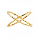 Silver Plain X-Shaped Ring Gold Plated (R-1296-G)