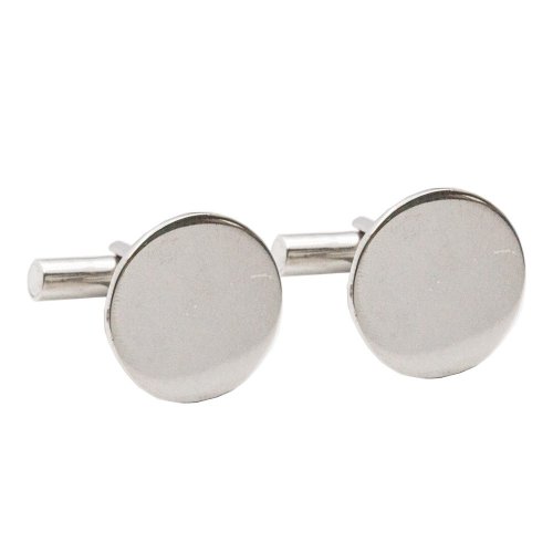 Sterling Silver Plain Round Men&#039;s Cuff Links (CL-106)