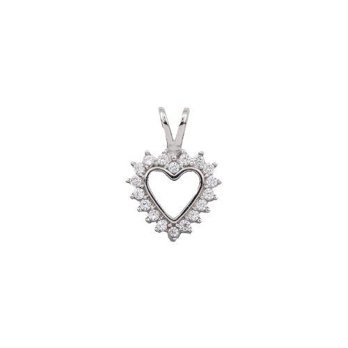 Silver Cubic Zirconia Heart Pendant (P-1104)