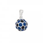 Sterling Silver and Enamel Blue Soccer Ball Sports Charm (P-1017)