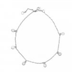 Sterling Silver Chain Bracelet with 6 CZ Flat Studs (BR-1188)