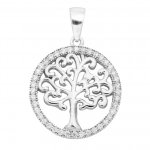Silver Plain Tree of Life CZ Pendant (P-1234)
