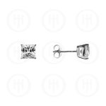 Silver Square Princess Cut CZ Stud Earrings 6 x 6 (ST-1016-6)