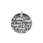 Sterling Silver Tiffany Inspired Inspirational Pendant Love, Believes, Hopes (Large) (P-1039)