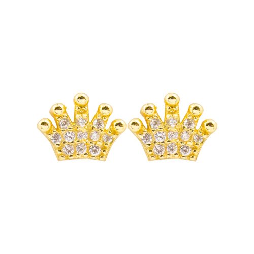 Sterling Silver Assorted Crown CZ Stud Earring (ST-1092)