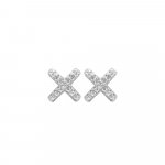 Sterling Silver CZ Criss Cross X Stud Earring (ST-1131)